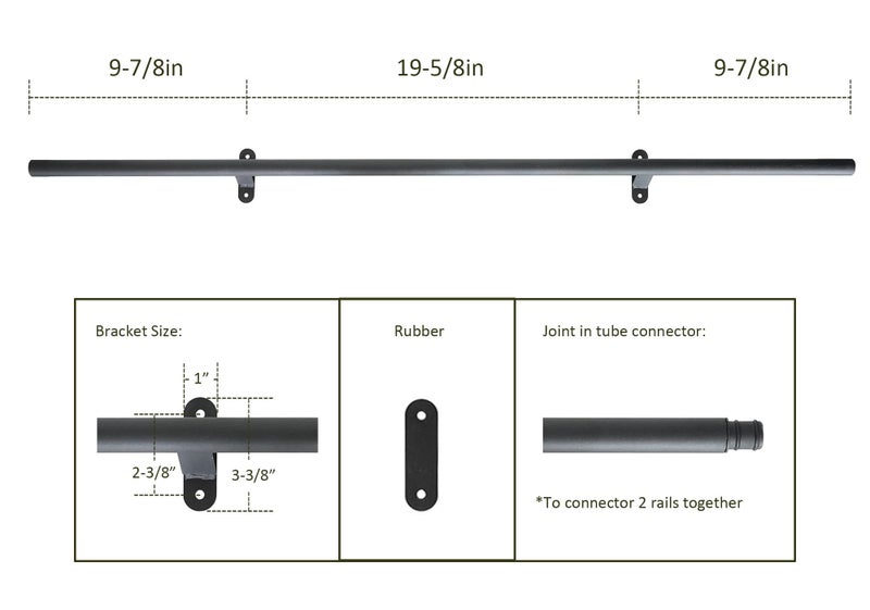 DIYHD 3.3FT Sliding Library Ladder Track Extension with 2 Wall Mount Brackets(Not Including Roller Set), Rustic Black Add-On Track for Rolling Ladder System - Image 2